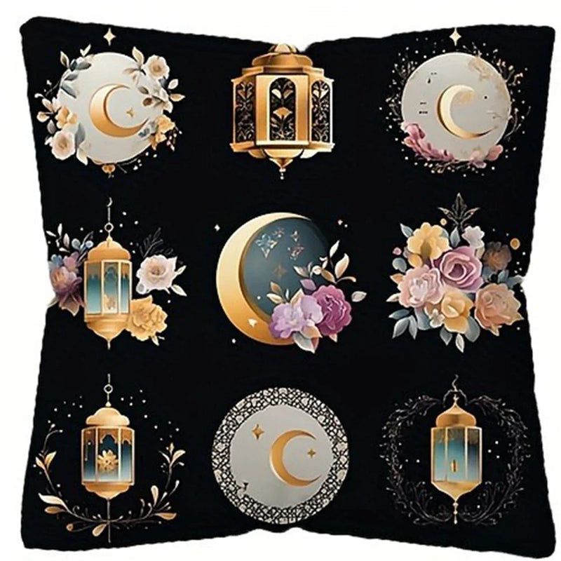 Axyaa Ramadan Floral Crescent Moon Fasting Lamp Pillowcase