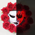 Axyaa Light-Up Phantom of the Opera Halloween Wreath for Scary Front Door Decor