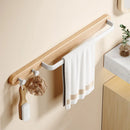 Axyaa Space Aluminum Towel Rack with Hooks and Wood Rod