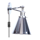 Axyaa Loft Plug-in LED Wall Lamps 2 Heads Silver Vintage Lighting