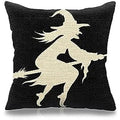 Axyaa Halloween Witch Bat Linen Cushion Cover 50*50 - Indoor Sofa Decor
