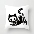 Skull Cat Black Pillowcase 45x45cm Home Decor for Sofa & Car - Axyaa