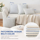 Axyaa Farmhouse Patchwork Beige Pillow Covers Set