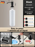 Axyaa Kitchen Sink Soap Dispenser, Built-in Hydraulic Liquid Bottle for Easy Dispensing