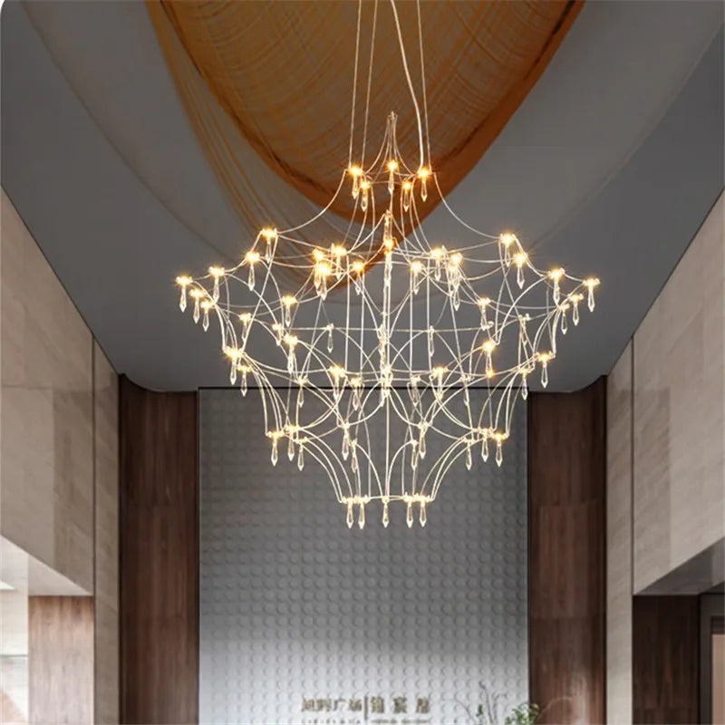 Axyaa Golden Lustre Crystal Chandeliers - Luxe LED Lighting for Home Décor