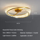 Axyaa Crystal Ceiling Lamp - Postmodern Round Bedroom LED Lighting