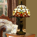 Axyaa Stained Glass Table Lamp: European Style Home Decor Reading Light for Living Room Bedroom