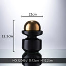 Axyaa Black Glass Vase with Golden Ball Lid - Desk Decoration, Flower Arrangement, Hydroponics