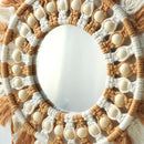 Round Macrame Fringe Mirror - Axyaa Decorative Wall Ornament for Home, Bedroom, Living Room