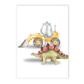 Axyaa Dinosaur Truck Tractor Excavator Wall Art Canvas, Boy Room Decor Nordic Posters