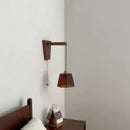 Axyaa Nordic Glass Walnut LED Wall Lights with Pull Chain Switch for Bedroom