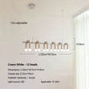 Axyaa Cream Style Chandelier: U-shaped Green LED Pendant Lamp for Living & Dining Areas