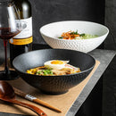 Axyaa Frosted Ceramic Hammer Patterned Serving Bowl for Salad, Ramen, Soup, Pasta