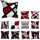 Axyaa Red Geometric Pillowcase Abstract Pachwork Cushion Cover Square Home Decor