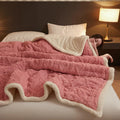 Axyaa Geometric Pattern Fleece Winter Blanket, Queen Size Plush Bedspread
