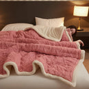 Axyaa Geometric Pattern Fleece Winter Blanket, Queen Size Plush Bedspread