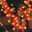 Axya Autumn Maple Leaves Pumpkin Garland with LED Fairy Lights