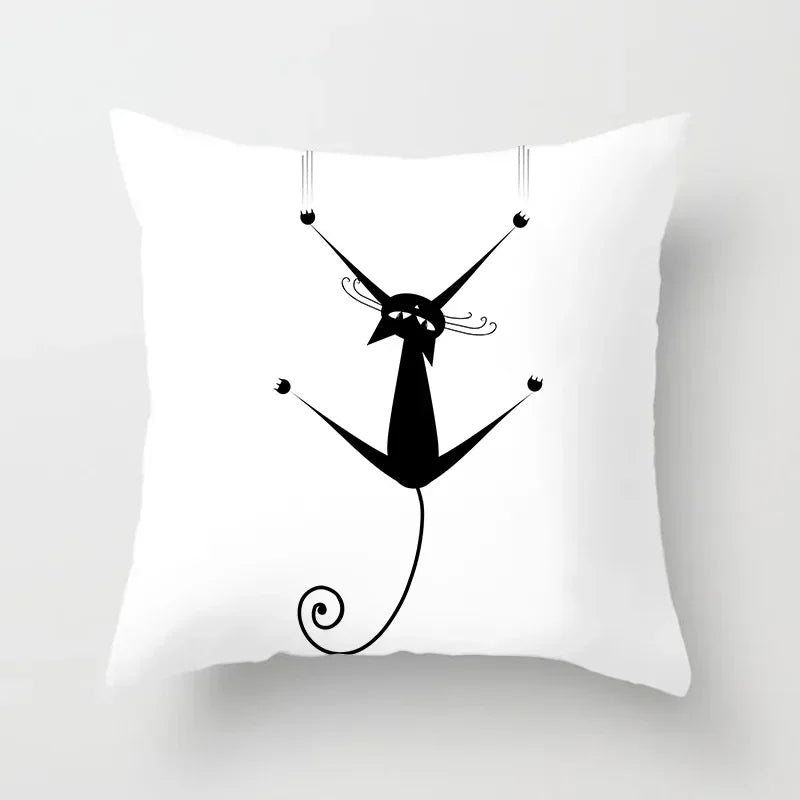 Axyaa Cartoon Black Cat Cushion Cover 45*45cm