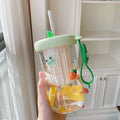 Axyaa Summer Lemon Cold Brew Plastic Straw Cup: Cute Large Capacity Drinking Water Cup