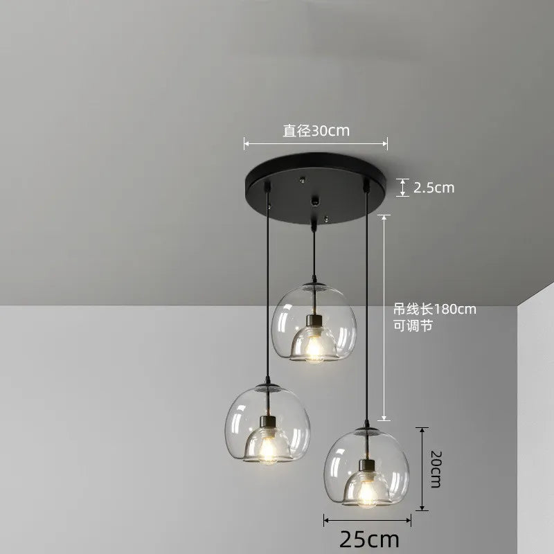 Axyaa Smoke Gray Glass Pendant Light Chandelier for Kitchen Island