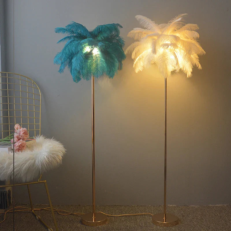 Axyaa Ostrich Feather Shade LED Floor Lamp for Modern Home Decor