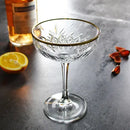 Axyaa Engraved Gold Rim Coupe Martini Glass Cup Cocktail Goblet