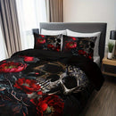 Axyaa Black Boho Floral Duvet Cover Set with 2 Pillowcases