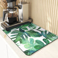 Axyaa Leaves Print Silicone Placemats - Absorbent Kitchen Dish Mat