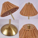 Axyaa Rattan Umbrella Lamp: Rechargeable LED Desk Light for Home, Hotel, and Dining Area