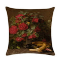 Axyaa Floral Pattern Linen Cushion Cover for Home Sofa, 45x45cm Square Pillowcase