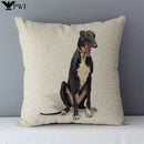Axyaa Greyhound Printed Linen Cushion Cover - 45x45cm Square Sofa Bed Pillow