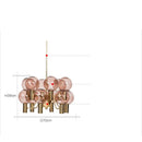 Axyaa Pink Glass Pendant Light: Modern LED Lamp for Luxurious Living Room Setting