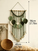 Axyaa Green Leaf Macrame Wall Hanging Tapestry | Boho Cotton Tapestries for Home Decor