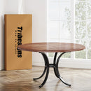 Axyaa Farmhouse Round Dining Table | 47" Wooden Texture Kitchen Table for 4