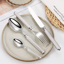 Axyaa Gold Cutlery Set Stainless Steel Mirror Sliver Fork Spoon Western Double Sided Pattern