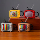 Axyaa 3D TV Shape Ceramic Coffee Mugs with Cover - Retro Drinkware & Household Cup