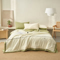 Axyaa Summer Cool Quilt Set - Washed Cotton, Solid Color, Machine Washable