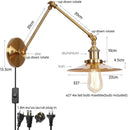 Axyaa Vintage Industrial Style Wall Sconce Lamp, Long Arm Adjustable LED, Pull Chain Switch