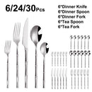 Axyaa Sliverware Set: 30Pcs Stainless Steel Cutlery with Bamboo Handle