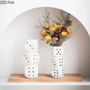 Axyaa Dice Shape Ceramic Vase for Aesthetic Room Decor and Flower Arrangement