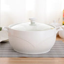 Axya Nordic White Ceramic Soup Pot with Lid, 2.6L Large Bowl