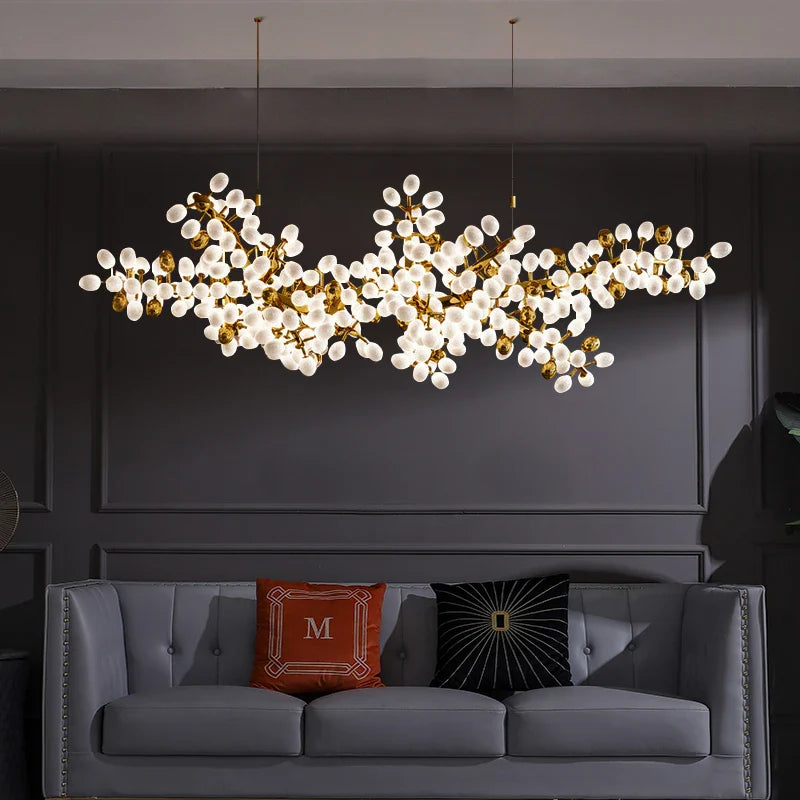 Axyaa Gold Grape Chandelier Glass Pendant Lights for Living Room and Kitchen