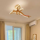 Axyaa Cartoon Dinosaur Wood Chandelier for Children's Room, Nordic Style Boy's Bedroom Light
