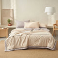 Axyaa Summer Cool Quilt Set - Washed Cotton, Solid Color, Machine Washable