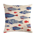 Axyaa Lotus Carp Print Cushion Cover for Home Decor on Mahogany Chair