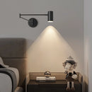 Axyaa Swing Arm LED Wall Sconce - Telescopic Rocker Switch Bedside Lamp