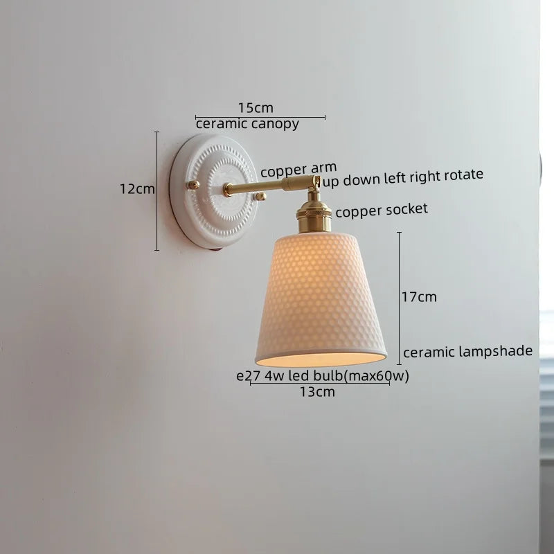 Axyaa Nordic Ceramic LED Wall Lights for Bedroom Living Room Decoration
