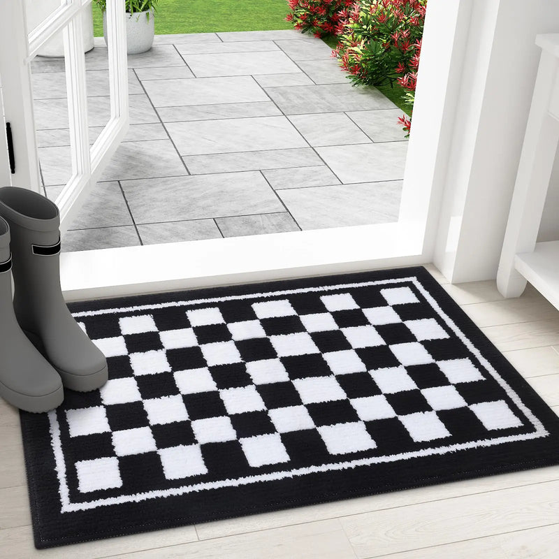Axyaa Muddy Paws Lattice Indoor Absorbent Door Mat Grey 43x76