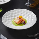 Axya Creative White Ceramic Hammer Dot Deep Plate for Molecular Cuisine