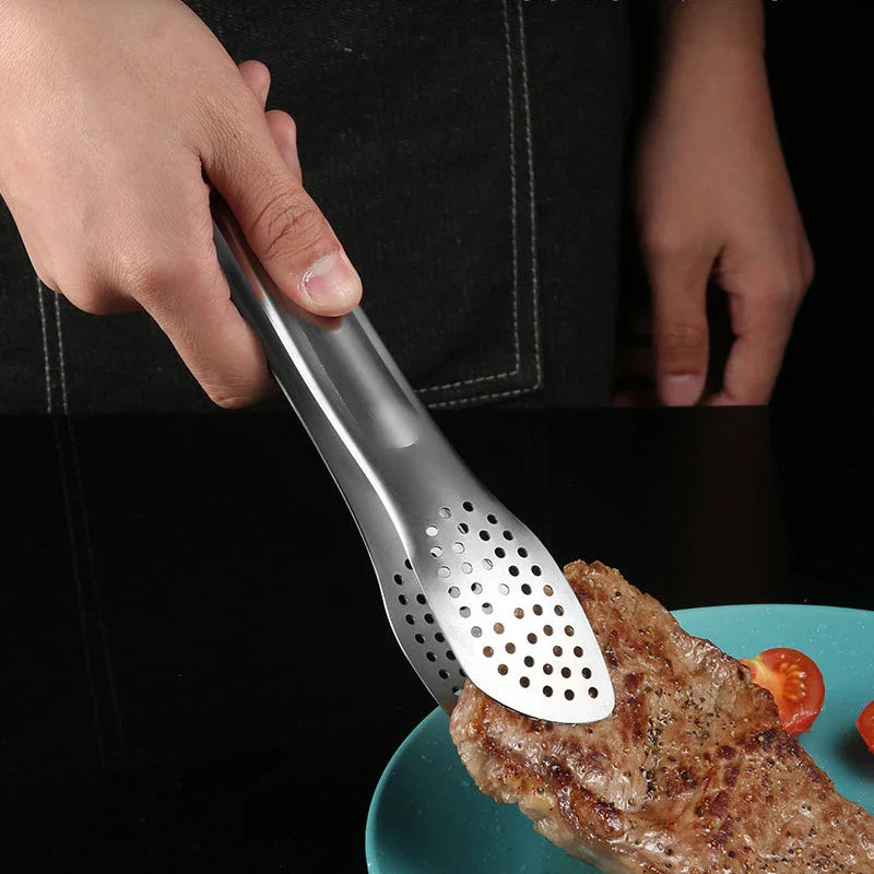 Axyaa Stainless Steel Non-Slip Food Tongs, BBQ Cooking Clip Kitchen Accessories